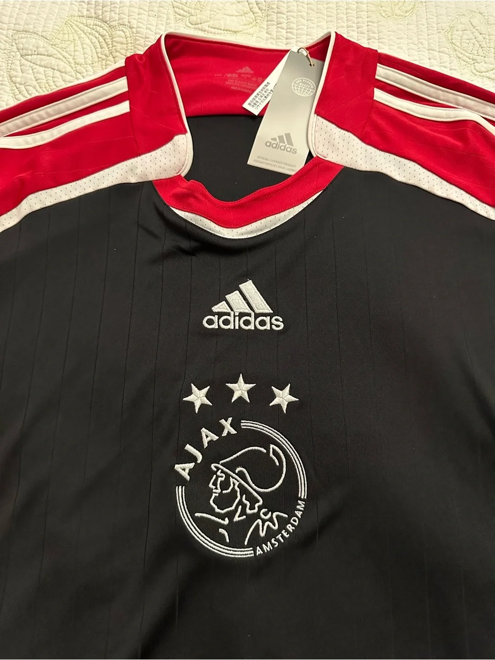 NWT Adidas Men’s Ajax Red and Black  Soccer Jersey size large
